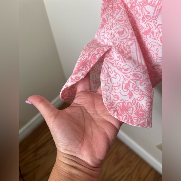 WOMEN'S LILLY PULITZER JUBILEE PINK & WHITE COTTON CAPRIS PANTS size 9 - Picture 5 of 9